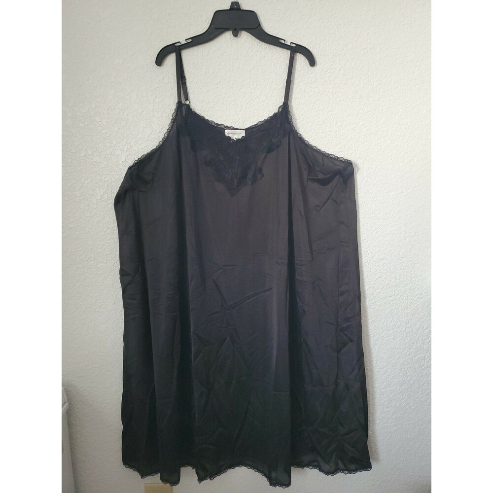 COMFORT CHOICE Black Size 3X Nightgown 1 piece Sleeveless  Lace trim 43"long New